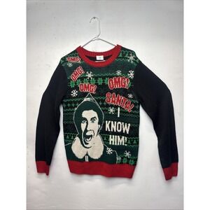 Buddy The Elf Men's‎ Black Christmas Sweater Size M, (38-40).